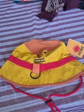 Men's Yellow & Orange Bucket Hat with Pink Trim